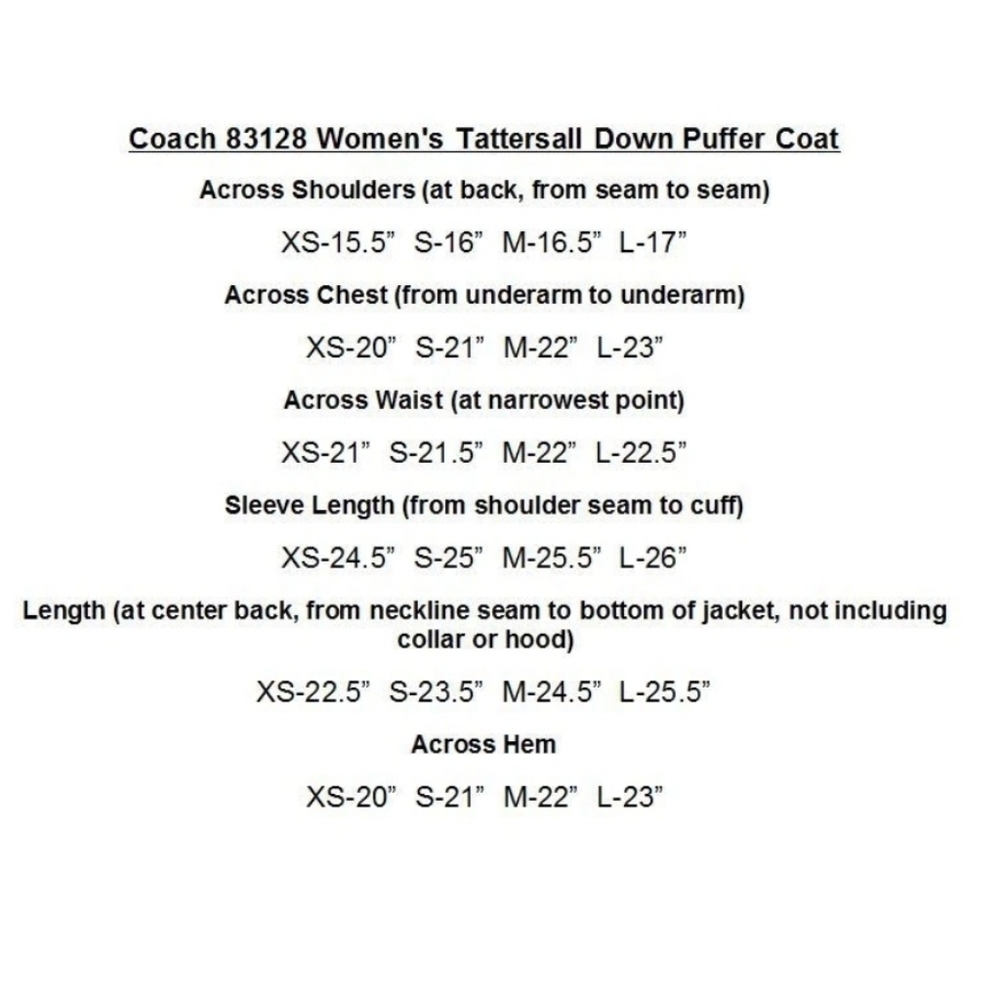 Coach 83128 Women's Legacy Tattersall Puffer Winter Coat, 83128, NWT SIZE LARGE - Picture 2 of 11